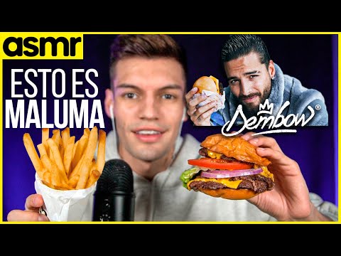 asmr comiendo hamburguesa de Maluma ASMR español mukbang eating