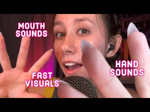 ASMR | fast and unpredictable mouth sounds, hand sounds, and hand movements (so sensitive)