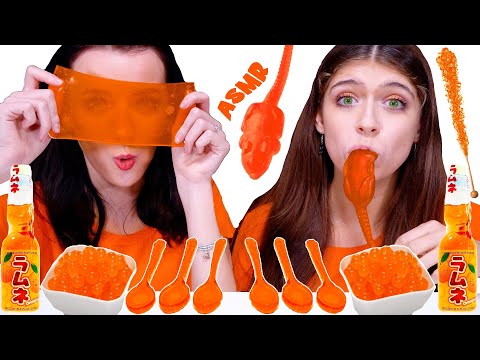 Mukbang Orange food By LiLiBu (Jello Sheet, Jello Shooter, Popping Boba)