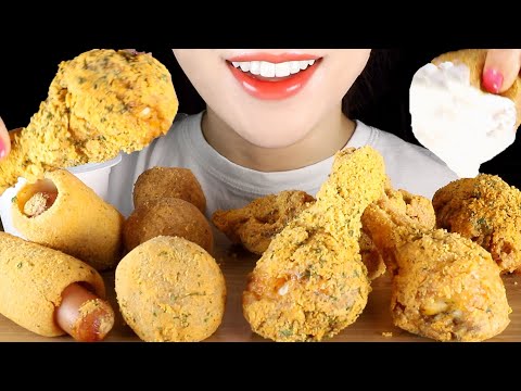 ASMR Bburinkle Chicken, Cheese Balls, and Hot Dogs from BHC | Korean Fried Chicken Mukbang