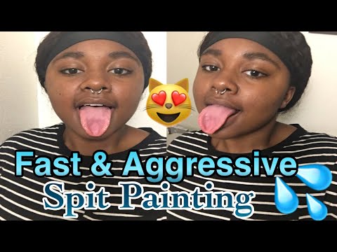 ASMR Fast & Aggressive Spit Painting 💦👅 #asmr #spitpainting