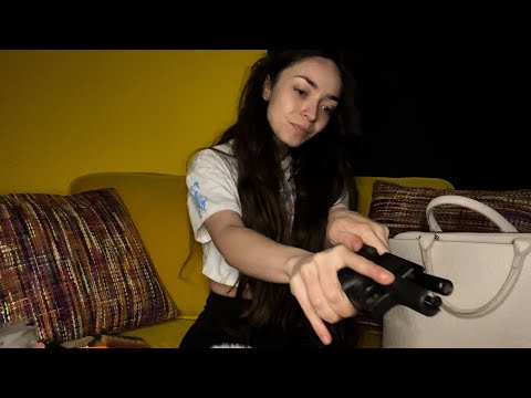 ASMR What's In My Purse Intense Sounds for Sleep Whispering Tapping Random Objects