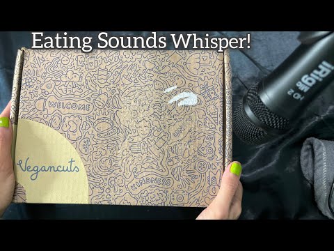ASMR  Vegancuts  Monthly Subscription box - tasting,Eating, crinkly➖|Eating Sounds| Whisper❗️