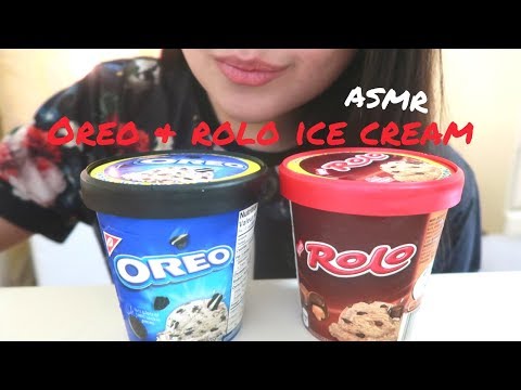 ASMR Eating Oreo & Rolo Ice Cream | Lip Smacking Sounds (No Talking)