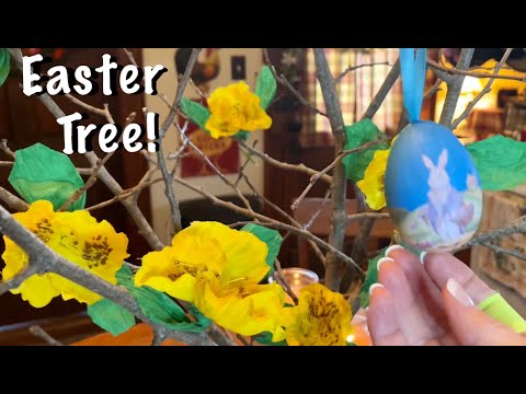 ASMR How to make an Easter Tree! (Soft Spoken) Paper & Plastic crinkles/No talking version tomorrow.