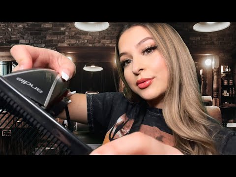 ASMR Barbershop roleplay💈 Men's haircut ✂️ beard trim & shave🪒relaxing layers soundz