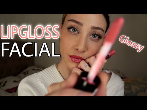 ASMR SUPER STICKY MOUTH SOUNDS WHILST APPLYING LIPGLOSS OVER YOUR FACE ASMR