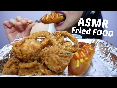 ASMR ULTIMATE Fried FOOD (Onion Rings, Fried Chicken + Corndogs) NO TALKING EATING SOUNDS | SAS-ASMR