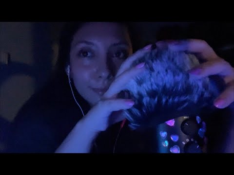 ASMR testing my new fluffy mic cover! 💛 ~tingly brain massage in the dark for sleep~ | Whispered