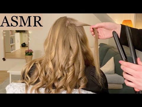 ASMR | Loose waves with hair straightener ✨ hair styling, hair brushing, hair spraying, no talking
