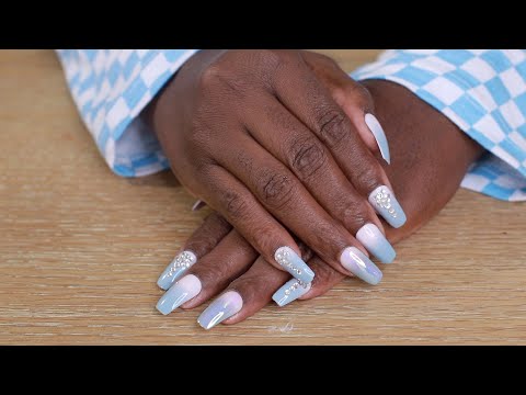 BABY PINK AND BLUE GEL NAILS ASMR SOFT SPEAKING