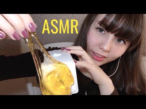 ASMR/音フェチ 一時間ひたすらスライムで遊ぶ音 SR3D 耳元/バイノーラル/囁き/タッピング