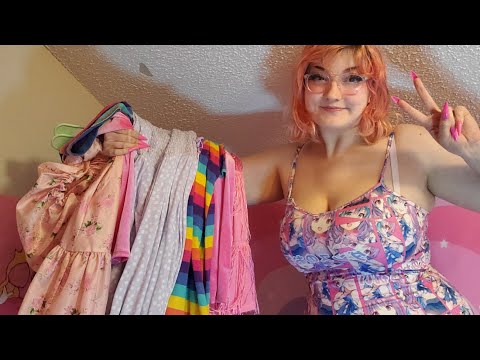 ASMR Midsize Dress Collection/ Try on! (Super Colourful!)