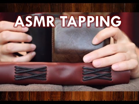 ASMR - tapping triggers (no talking after 1:49) | wallet, mug, journal, leather cushion