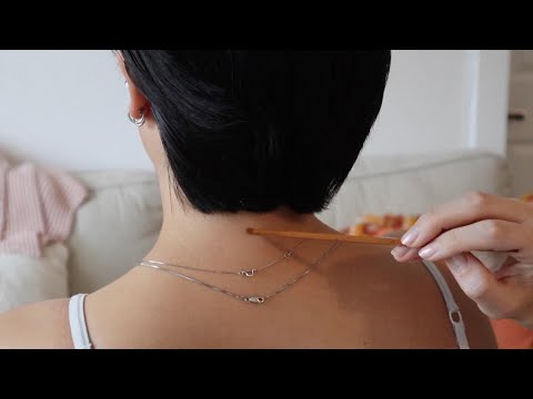 ASMR | Nape of neck attention ~ tracing, jewelry sounds, baby comb, tingles (whisper, real person)