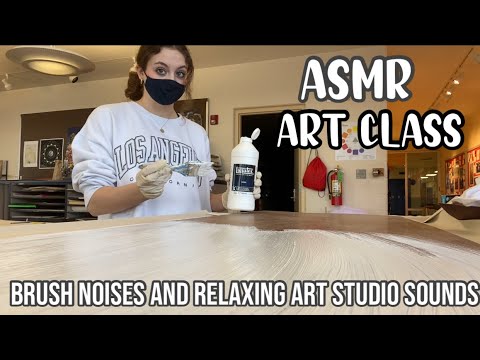 ASMR painting in art class! soft art studio sounds and brush noises