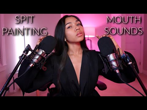 ASMR | Fast & Aggressive Spit Painting, Mouth Sounds & Collar Bone Tapping ⚡️👅💖