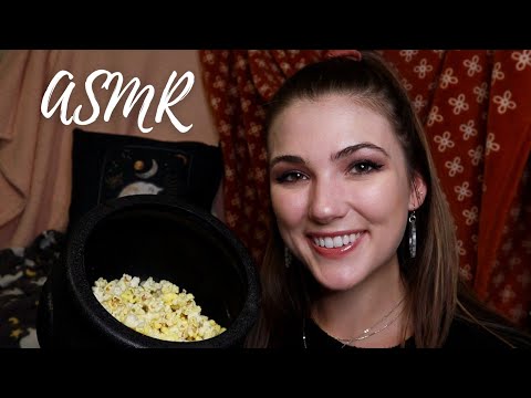 ASMR Spooky Sleepover │ Eating Popcorn, Face Painting, and Scary Stories