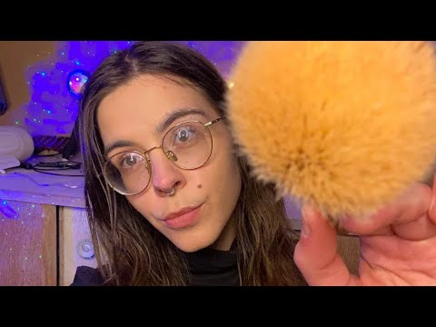 ASMR Anxiety Relief Brushing Your Entire Face + Positive Affirmations