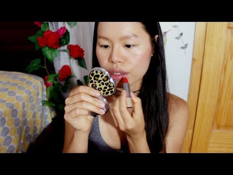 ASMR Lipstick Application Try-On, Mouth Sounds, Little Kiss Sounds & Whispering (Version1) :)