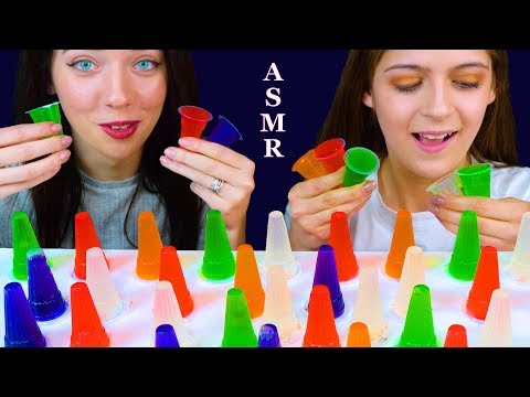 ASMR FRUIT JELLO CUPS CHALLENGE EATING SOUNDS NO TALKING MUKBANG