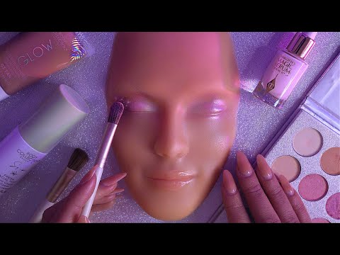 ASMR Glowy Pink Makeup On Mannequin ✨ Relaxing And Realistic Makeover