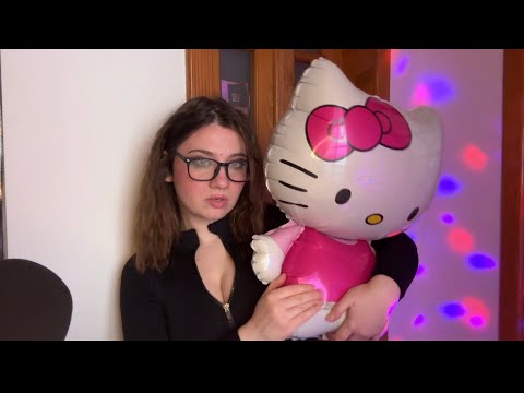 ASMR | Playing With HelloKitty Balloon | Spit Painting and BIG Squeaky Sounds ♥️♥️♥️