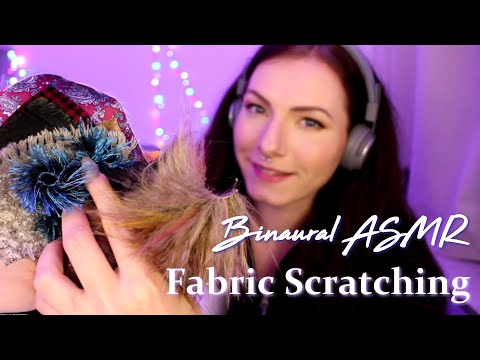 Scratching All The Fabrics [Binaural ASMR] (whispering, fabric cutting bonus)