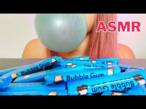 ASMR Chewing Blue Bubble Gum & Blowing Bubbles💙