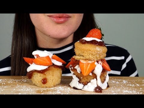 ASMR Eating Sounds: Strawberries and Cream Cupcakes (No Talking)