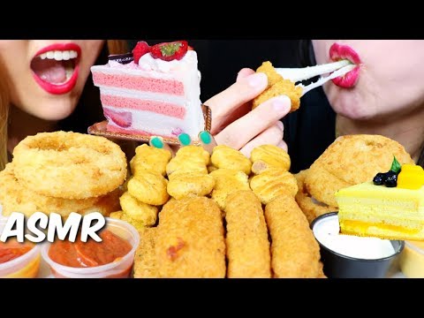 ASMR FRIED FOOD (NUGGS, CAKES, ONION RINGS, CHEESY MOZZARELLA STICKS) 리얼사운드 먹방 | Kim&Liz ASMR