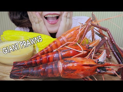 ASMR EATING GIANT PRAWNS WITH CHEESE SAUCE , EATING SOUNDS | LINH-ASMR