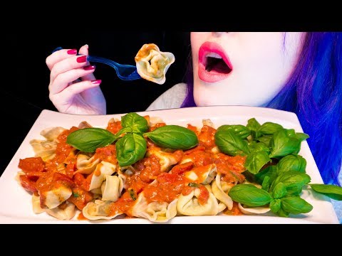 ASMR: Creamy Tortellini Pasta w/ Tomato Basil Sauce ~ Relaxing Eating Sounds [No Talking|V] 😻