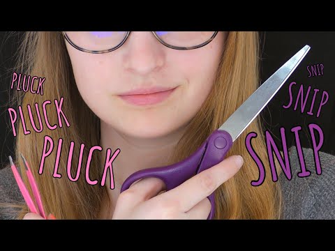 ASMR | Binaural Pluck Pluck and Snip Snip (tweezers and scissors)