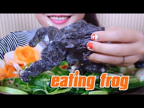 ASMR steamed frogs with calabash (exotic food) CHEWY EATING SOUNDS | LINH-ASMR