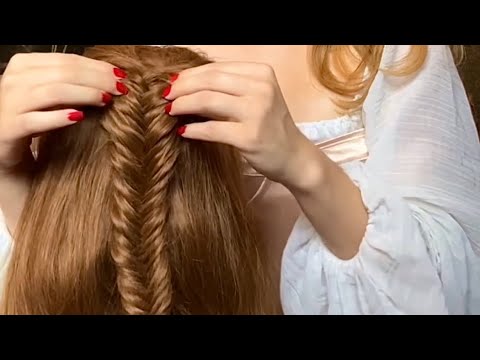 Fishtail braiding your hair ASMR 🤍 Angel’s Hair Salon (braiding with mouth sounds)