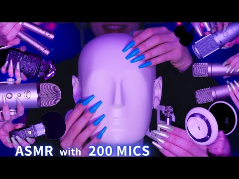 ASMR with 200 MICS!😮🎤 Different Mic Covers & Nails 💙 Mic Scratching , Massage & More | No Talking 4K