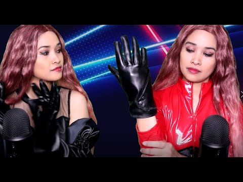 ASMR ROLEPLAY TWINS: GLOVES SOUNDS (Leather/PVC) Jump Suit (Fabric Scratching) NO TALKING