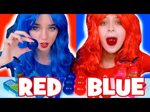 ASMR Blue Jelly Candy VS Red Jelly Candy Eating Sounds Mukbang