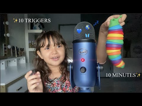 ASMR- 10 Triggers in 10 Min💆🏻‍♀️⏰(Ft. lil sis)