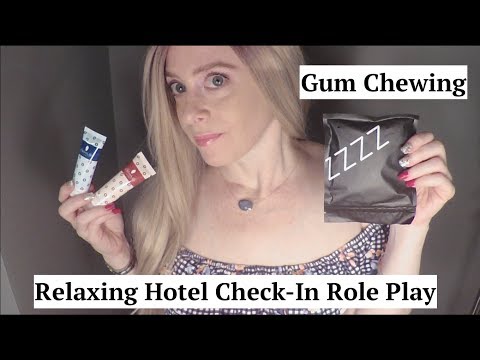 ASMR Gum Chewing Hotel Check-In. Relaxing Whispers