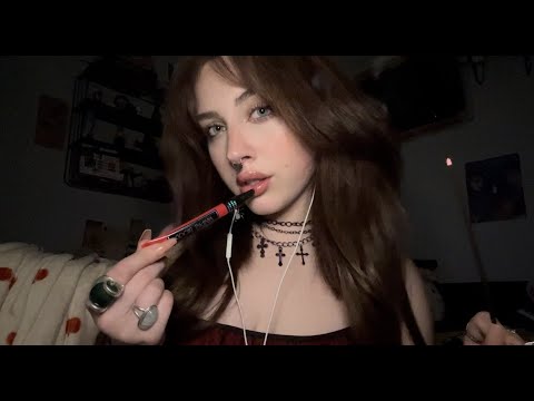 Spooky Triggers 🎃| ASMR (Nail Tapping, Lipgloss/Mouth Noises, Positive Affirmations, & Book Tracing)