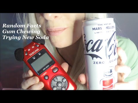 ASMR Gum Chewing, Drinking Coca Cola Marshmello, Random Facts Whispered into Tascam Mic