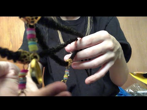 ASMR putting loc jewelry in your braids // hair play