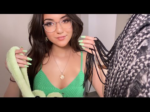 You're In Class With The Girl That's Obsessed with 💚Green💚~ ASMR Braid Hair Play, Personal Attention