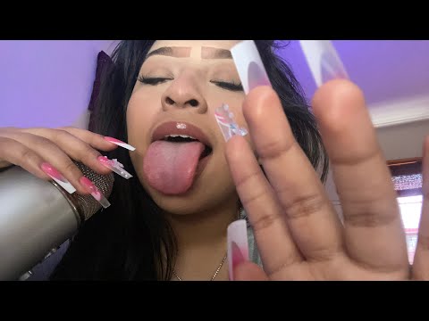 ASMR LENS LICKING,SPIT PAINTING,INAUDIBLE WHISPERS FOR SLEEP😼🪐🦋🫶🏽