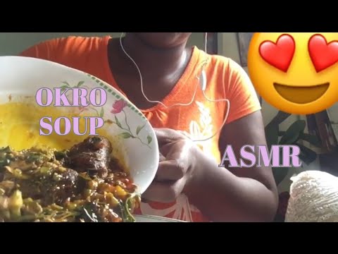 ASMR mukbang | African Brown FuFu, okra soup and Seafood | No talking mouth sounds