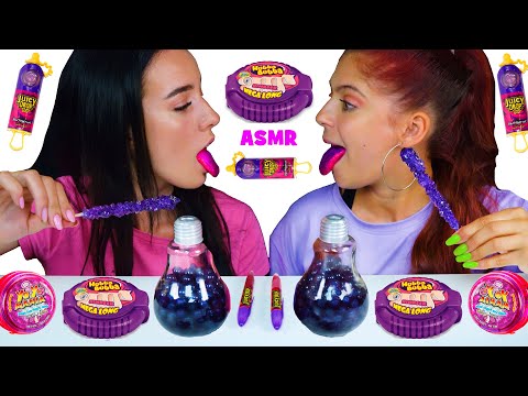 ASMR Mukbang Purple Food (Hubba Bubba RACE, Gummy candy, Yo-Yo Candy) 먹방 LILIBU