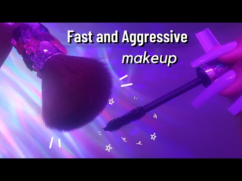 ASMR Fast and Aggressive Doing Your Makeup, Camera Brushing, Mouth Sounds, Fast Tapping, etc