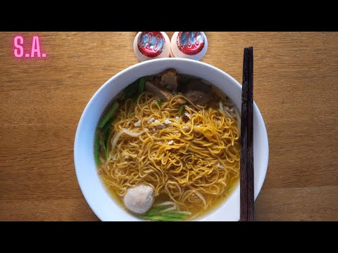 Asmr || Ramen Noodles w/ Meatballs & Shrimps Eating Sounds (NOTALKING)
